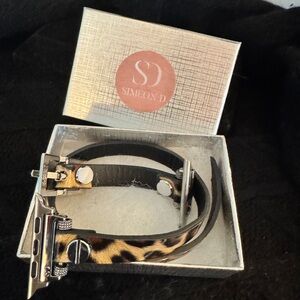 Simeon D Wrapped Leather Silver Apple iWatch Band 38-44 small/medium